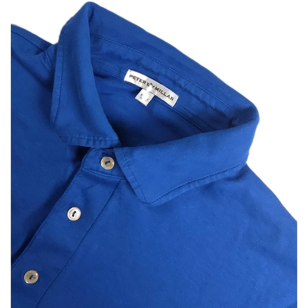 Peter Millar Broadmoor Polo Shirt Blue Men's Cotton Golf Casual Classic LARGE